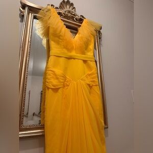 Canary Yellow Evening Gown with Sweep Train by Celebrity Dresses